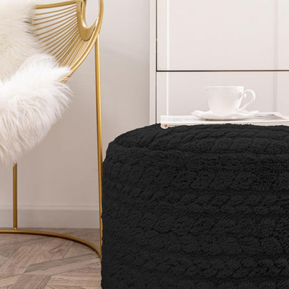 Round Pouf Ottoman Foot Stool 20x14In Ottoman Footrest for Couch Sofa Green