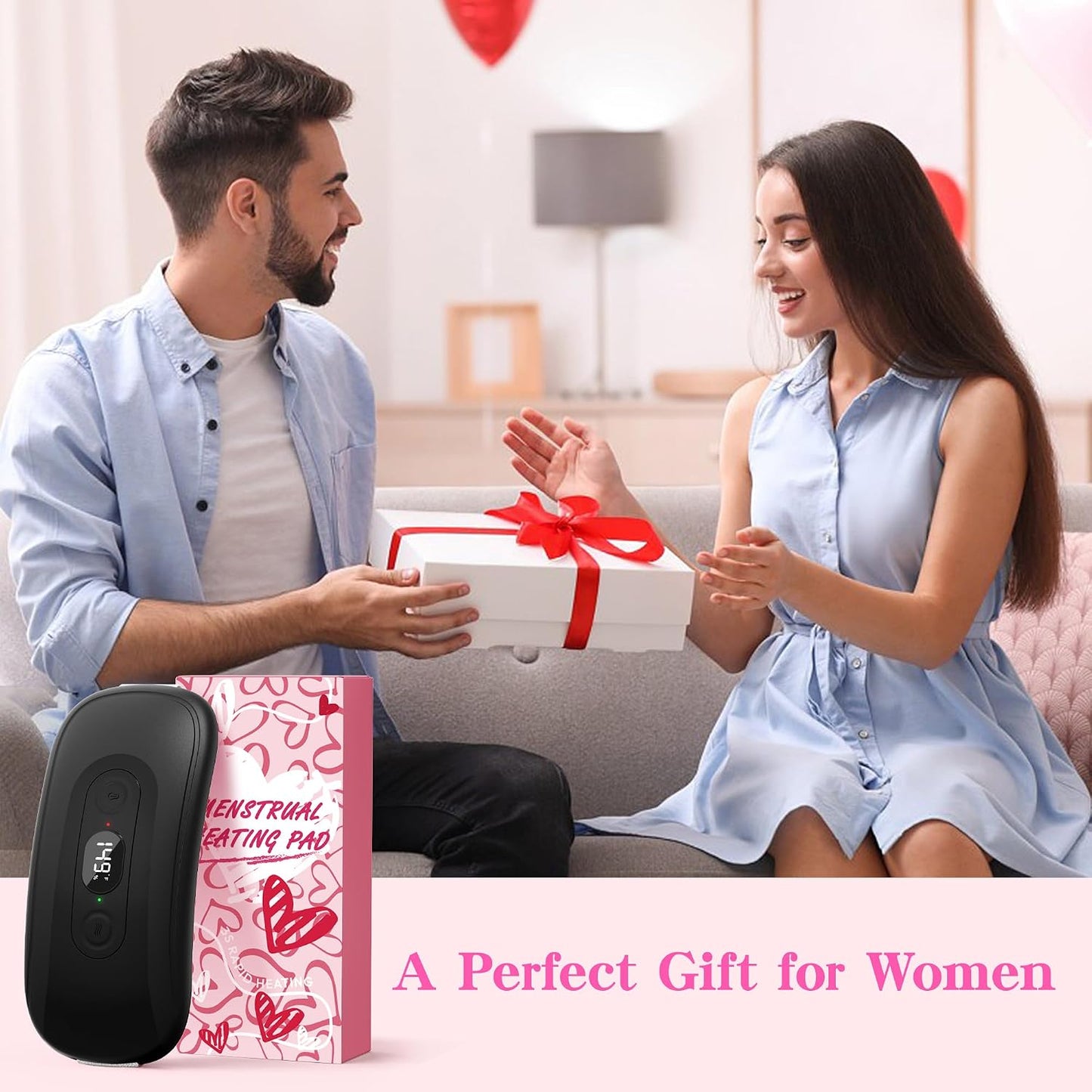 Portable Heating Pad: 2 Timer 6 Heat Levels 6 Vibration Modes Cordless Electric Heating Pad 3s Fast Heating Travel Heating Pad Gifts for Women Christmas Birthday Pink