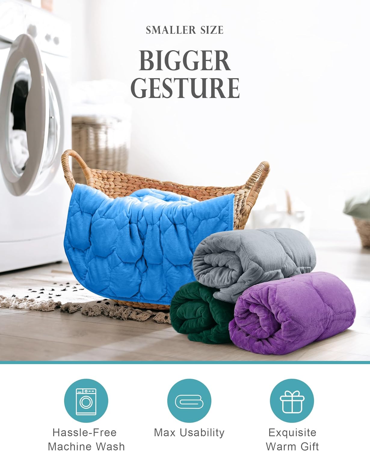 Cottonblue Weighted Lap Blanket 7lbs, Cozy Luxury Crystal Velvet Weighted Blanket for Adults, Small Weighted Blanket for Relaxation, Sleeping, Travel, Grey, 29" x 24"