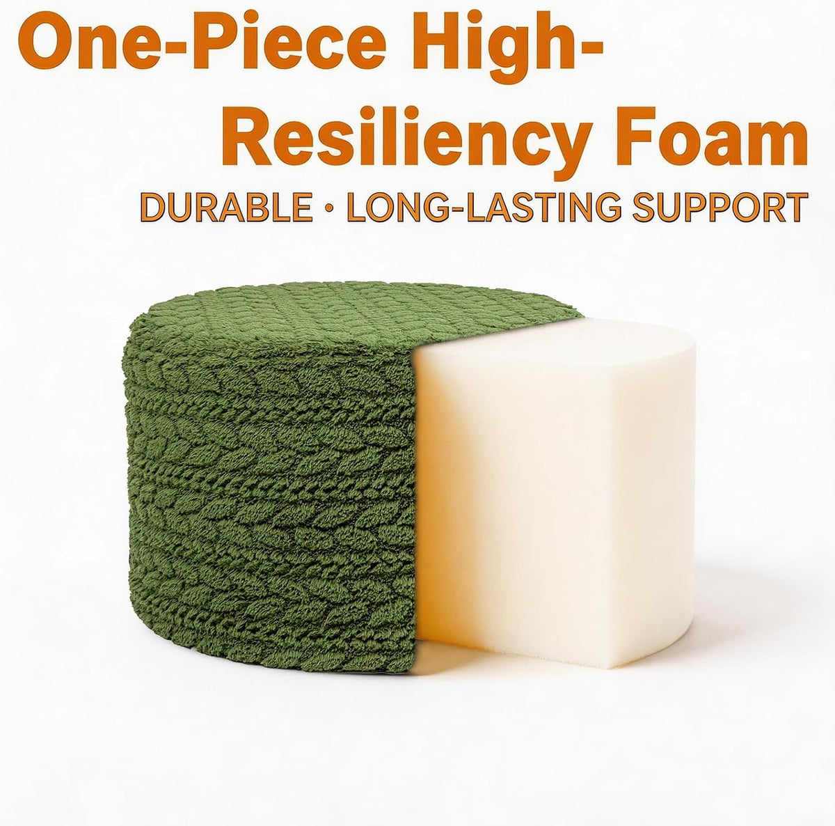 Round Pouf Ottoman Foot Stool 20x14In Ottoman Footrest for Couch Sofa Green