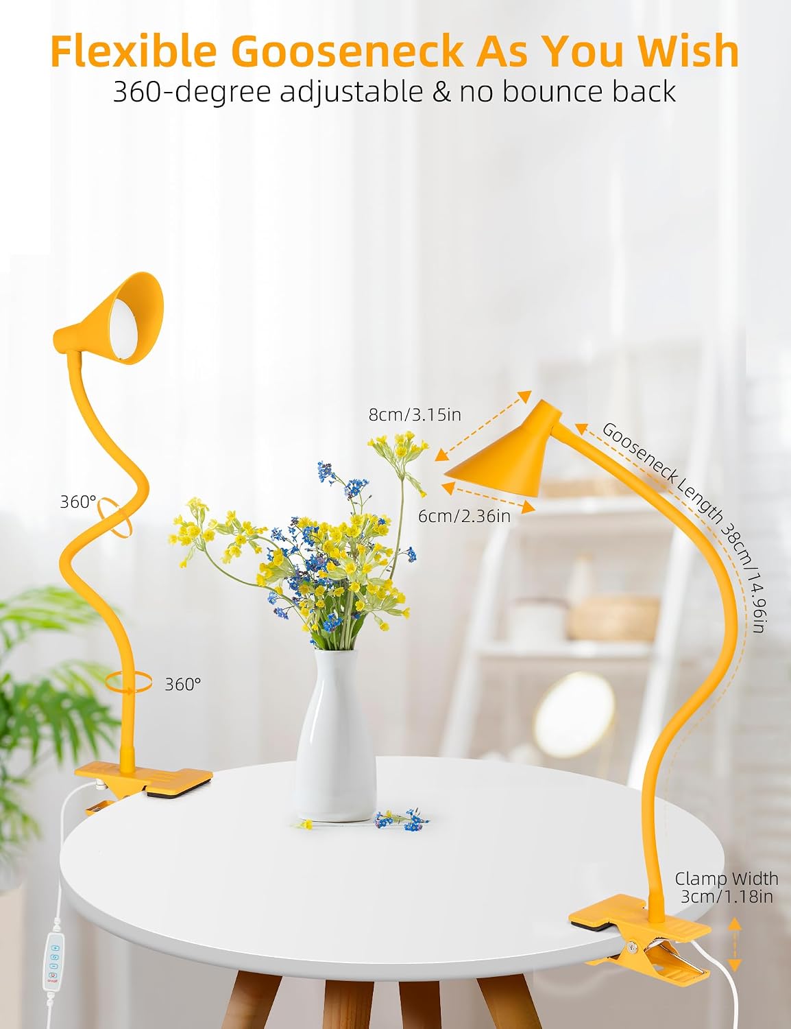 LiFMIRA Clip on Light USB Reading Light Desk Lamp 3 Color Modes Black