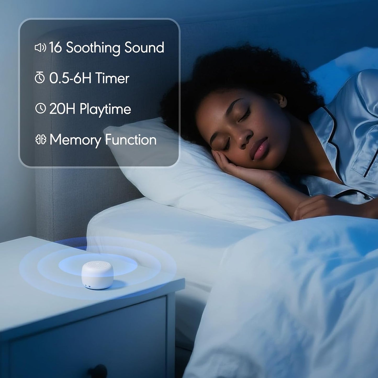 White Noise Sound Machine, Portable White Noise Machine for Sleeping with 18 Soothing Sounds, Timer & Memory Function, for Baby Adults, Travel, Office, Hotel Privacy (Mini)