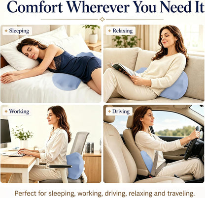 Fledano Lumbar Pillow for Sleeping, Lumbar Support Pillow for Bed for Back Pain Relief, Memory Foam Lower Back Pillow for Bed, Back Support Pillow for Side & Back Sleepers, Washable Cover