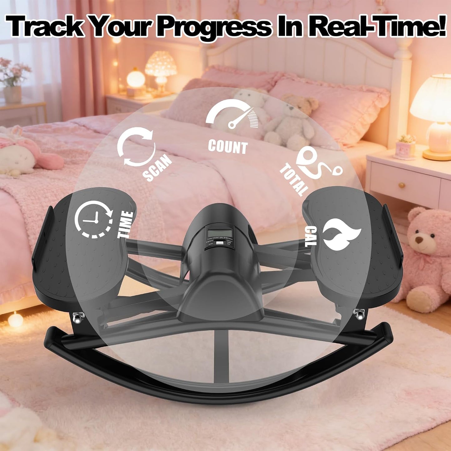 KINMAC Lateral Stepper for Exercise-Rocking Stepper Machine with Resistance Bands & Anti-Slip Mat and LCD Monitor, Professional Stair Stepper for Home Workout