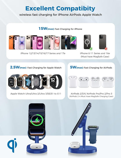 Mag-Safe Charger 3 in 1 Charging Station for iPhone Apple Watch AirPods
