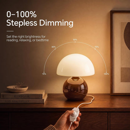 Dawnwake Mushroom Lamp Table Lamp for Bedroom-Small Desk Table Lamps,White