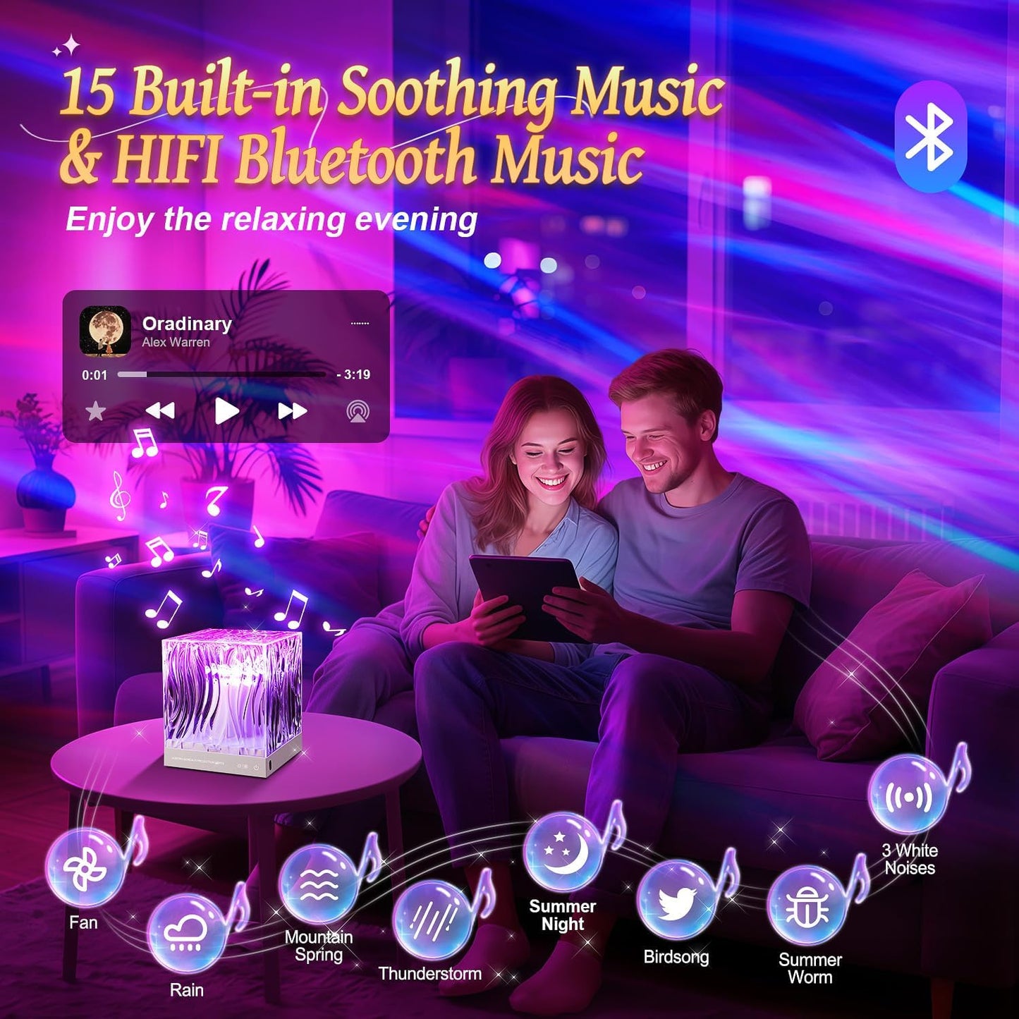 Mubarek Ambient Lighting, 216 Modes Mood Lighting, 3-in-1 Sunset Lamp & Ocean Lamp & Northern Lights Projector with Remote,Led Lights for Bedroom, Room Lights for Bedroom Decor, Girl Gift