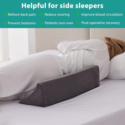 Bedluxe Knee Pillow for Back Sleeping, Leg Pillow Knee Wedge Pillow, Memory Foam Wedge Pillows for Legs Post Surgery, Triangle Pillow for Knee Support, Leg Elevation, Knees Hip Back Pain Relief, White