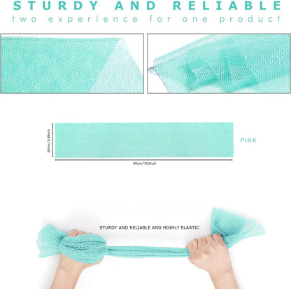 UJFQBH 3 Pieces African Bath Sponge African Net Long Net Bath Sponge Exfoliating Shower Body Scrubber Back Scrubber Skin Smoother,Great for Daily Use (Pink,Yellow,Purple)