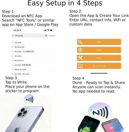DAMILA NTAG215 Anti-Metal NFC Tags with Holographic Labels