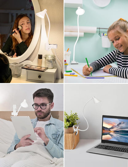 LiFMIRA Clip on Light USB Reading Light 3 Color Modes 10 Brightness Levels Eye Care Clamp Light Flexible Gooseneck Dimmable Reading Lamp Clip on Lamp for Bed Headboard Desk Bedside Dorm (Black)