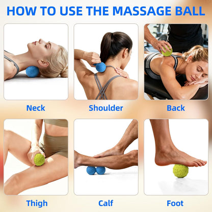 Peanut & Spiky Massage Ball Set, Double Lacrosse Peanut Roller + Firm Spiky Ball for Deep Tissue Myofascial Release, Trigger Point Therapy, Plantar Fasciitis & Muscle Recovery (Blue+Yellow)