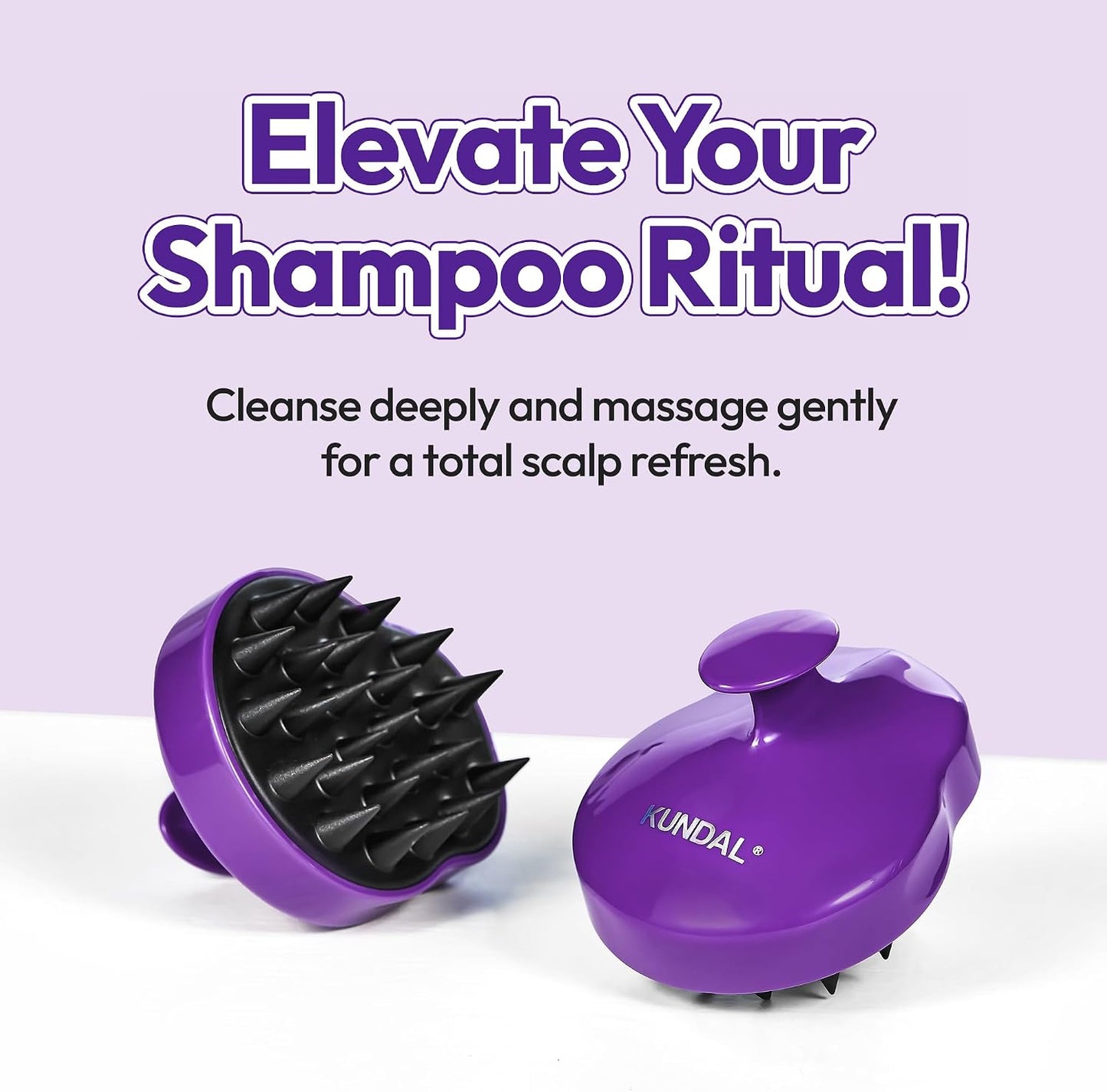 KUNDAL Korean Hair Care Shampoo Brush Hair Massager - Silicone Hair Massager & Scrubber, Deep Cleansing Dandruff Remover & Exfoliating Silicone Massager, Anti-Slip Hair and Scalp Massager