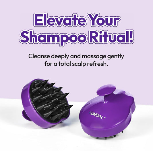 KUNDAL Korean Hair Care Shampoo Brush Hair Massager - Silicone Hair Massager & Scrubber, Deep Cleansing Dandruff Remover & Exfoliating Silicone Massager, Anti-Slip Hair and Scalp Massager