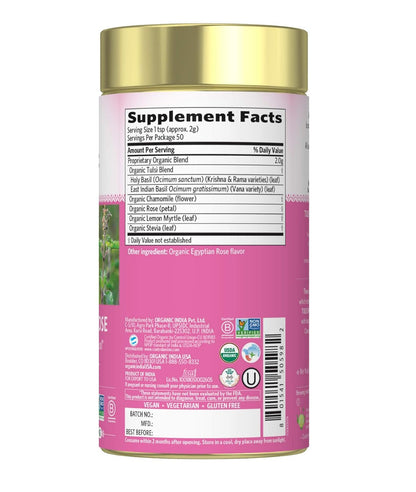 ORGANIC INDIA Tulsi Sweet Rose Herbal Tea, Holy Basil Leaf, 3.5 oz Canister