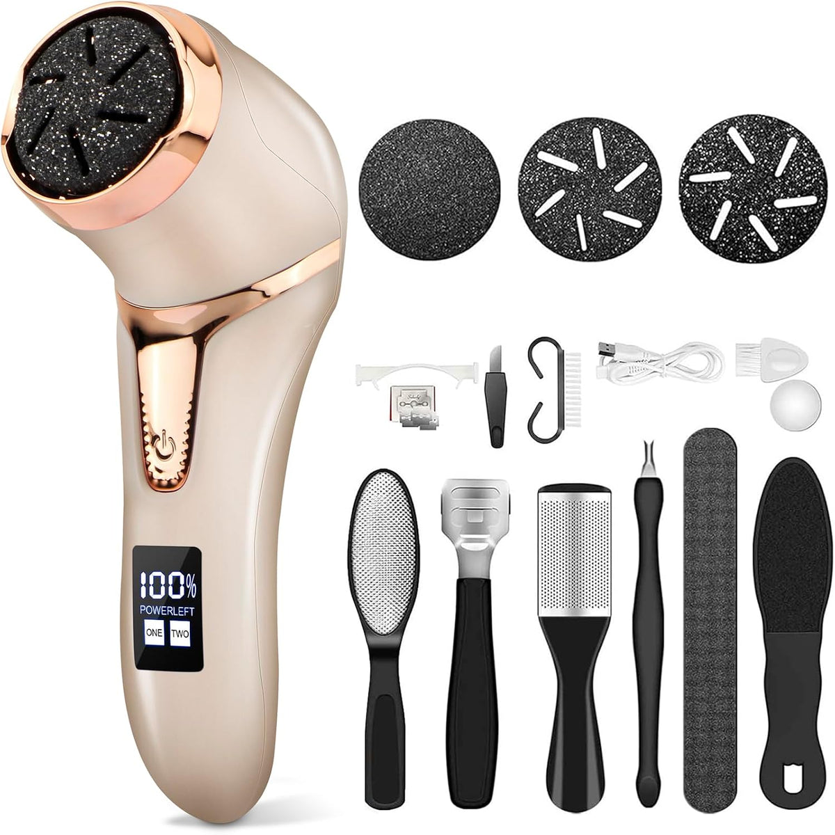 Electric Callus Remover for Feet with Vacuum, Professional Pedicure Tools Kit, Rechargeable Waterproof Foot File for Foot Care Deadskin Remover with 3Heads&2Speed,LCD Display