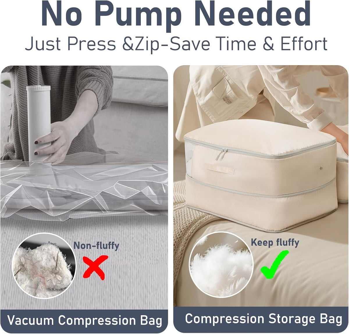 DIMJ Comforter Storage Bag - Blanket Storage Organizer Compression Bags, Large Capacity Ultra Space Saving Self Compression Organize for Bedding, Pillow, Duvet, Sheet Storage with Zipper Window