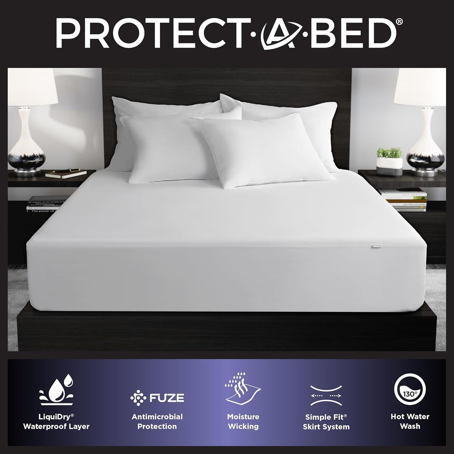 Protect-A-Bed Essential Mattress Protector Full, Dust Mite Resistant, Noiseless and Odor-Resistant Mattress Cover, 100% Waterproof Top, Machine Washable, Fits 11"-18" Mattresses