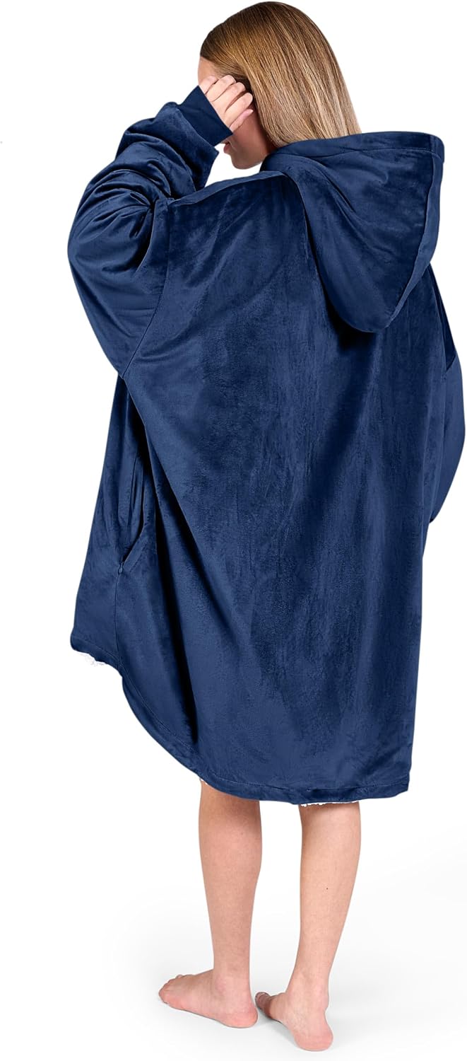 Bare Home Wearable Blanket Hoodie - Soft Plush Sherpa - Warm and Cozy - Oversized Wearable Blanket