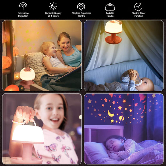 LICKLIP Toddler Night Light Lamp, LED Star Projector Lamp with Timer, Pink