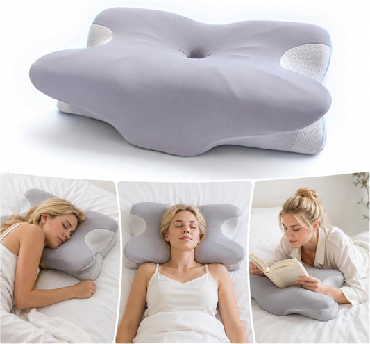 LUNINA Cervical Pillow for Neck Support, Memory Foam Contour Pillow | CertiPUR-US Certified, Medium-Firm Support
