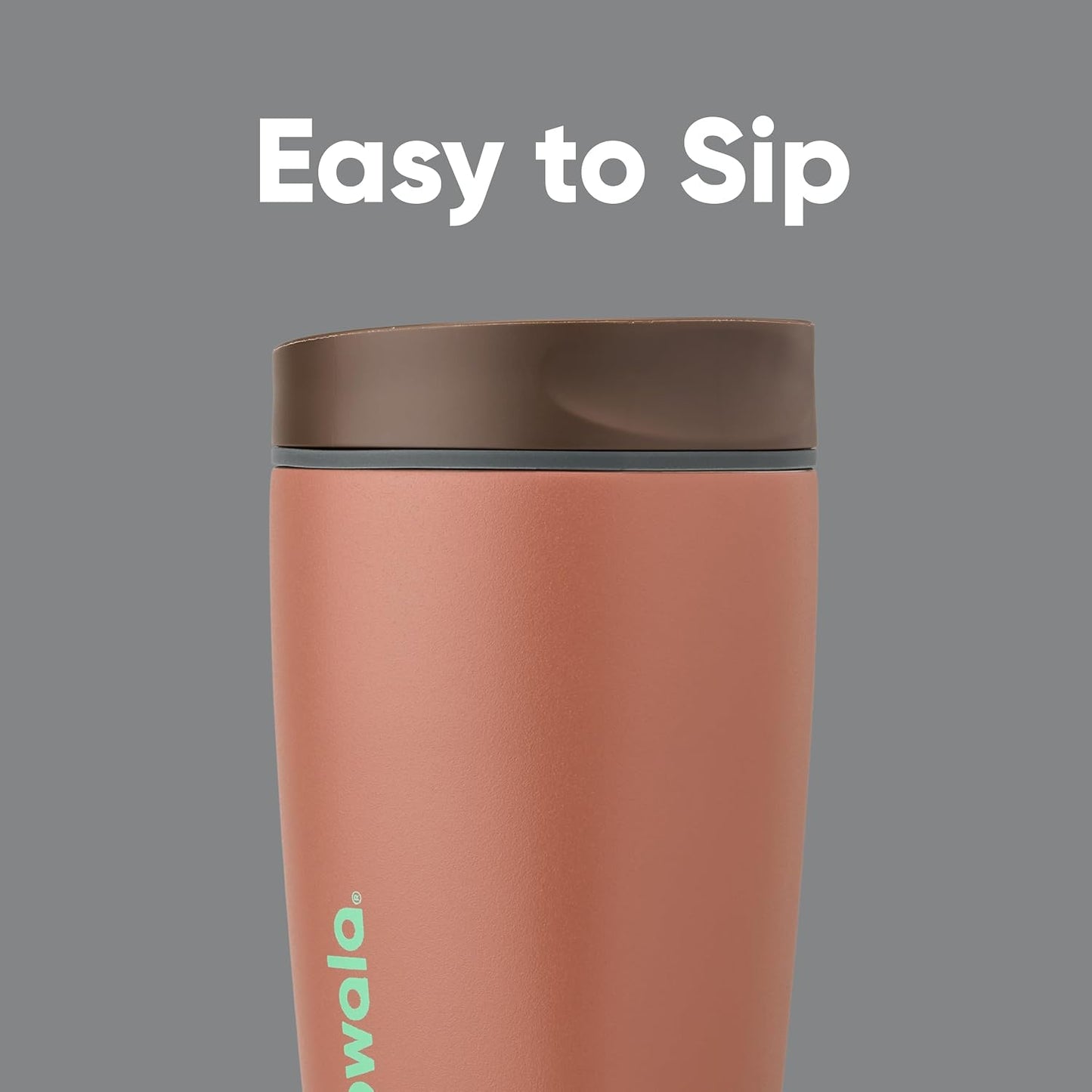Owala SmoothSip Slider Insulated Stainless Steel Coffee Tumbler, Reusable Iced Coffee Cup, Hot Coffee Travel Mug, BPA Free 12 oz, Pink (Pucker Up)
