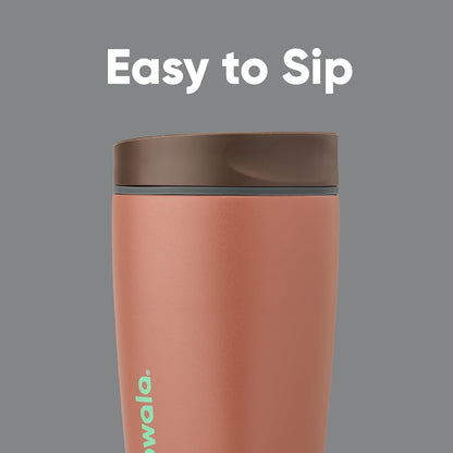 Owala SmoothSip Slider Insulated Stainless Steel Coffee Tumbler, Reusable Iced Coffee Cup, Hot Coffee Travel Mug, BPA Free 12 oz, Pink (Pucker Up)