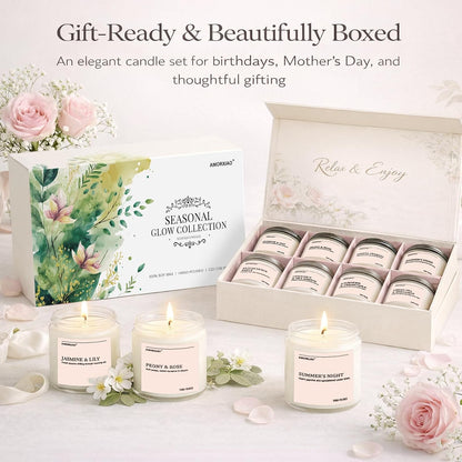 Scented Candles Gift Set, 8 Pack Soy Wax Candles for Women, Fresh Floral Summer Aromatherapy Scents for Home, Birthday, Thank You, Housewarming Gifts