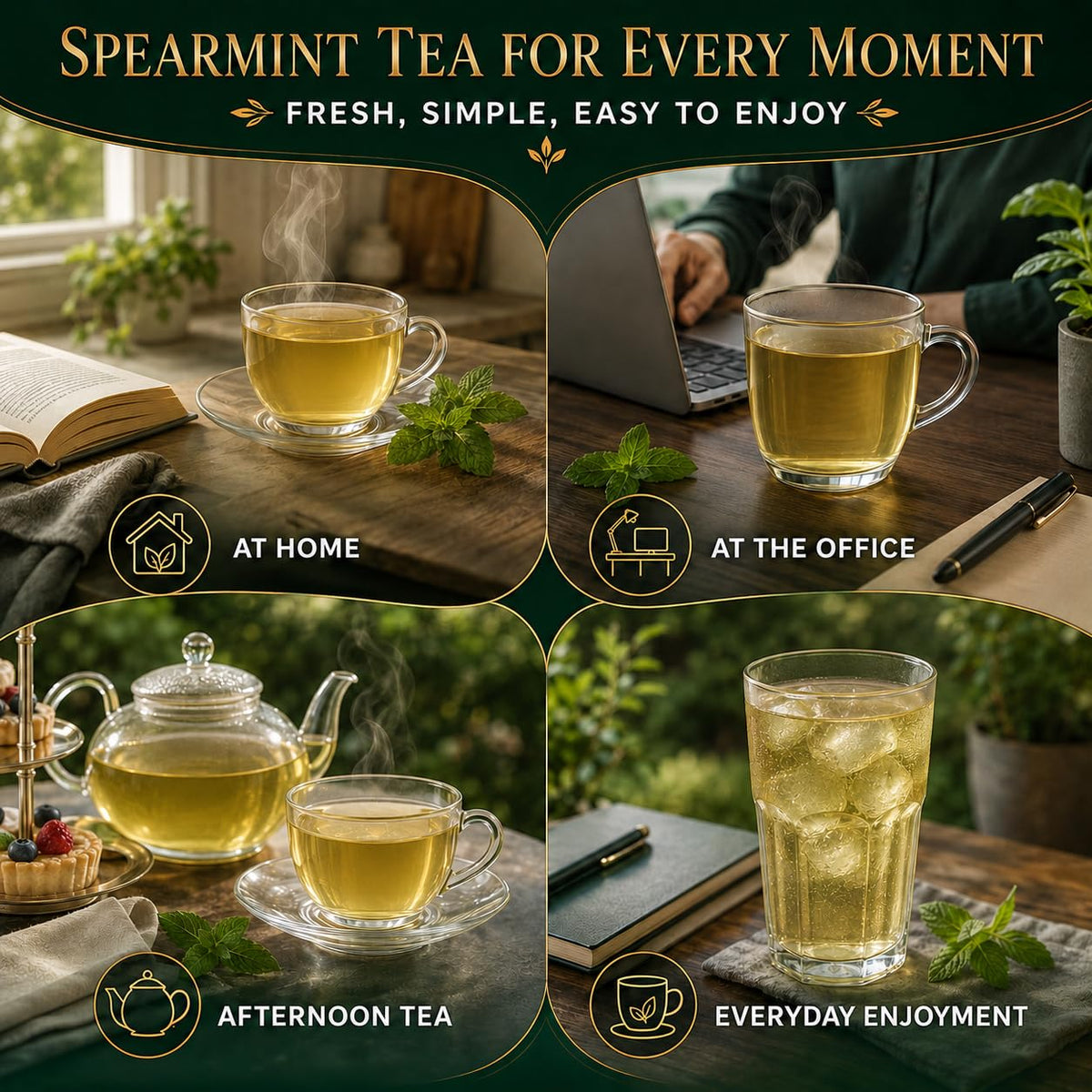 WOTIHA 80 Count Premium Spearmint Tea Bags - 100% Pure Natural Spearmint Leaves, High in Antioxidants, Supports Digestion, Caffeine-Free, Additive-Free, Sugar-Free, Vegan Non-GMO.
