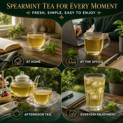 WOTIHA 80 Count Premium Spearmint Tea Bags - 100% Pure Natural Spearmint Leaves, High in Antioxidants, Supports Digestion, Caffeine-Free, Additive-Free, Sugar-Free, Vegan Non-GMO.