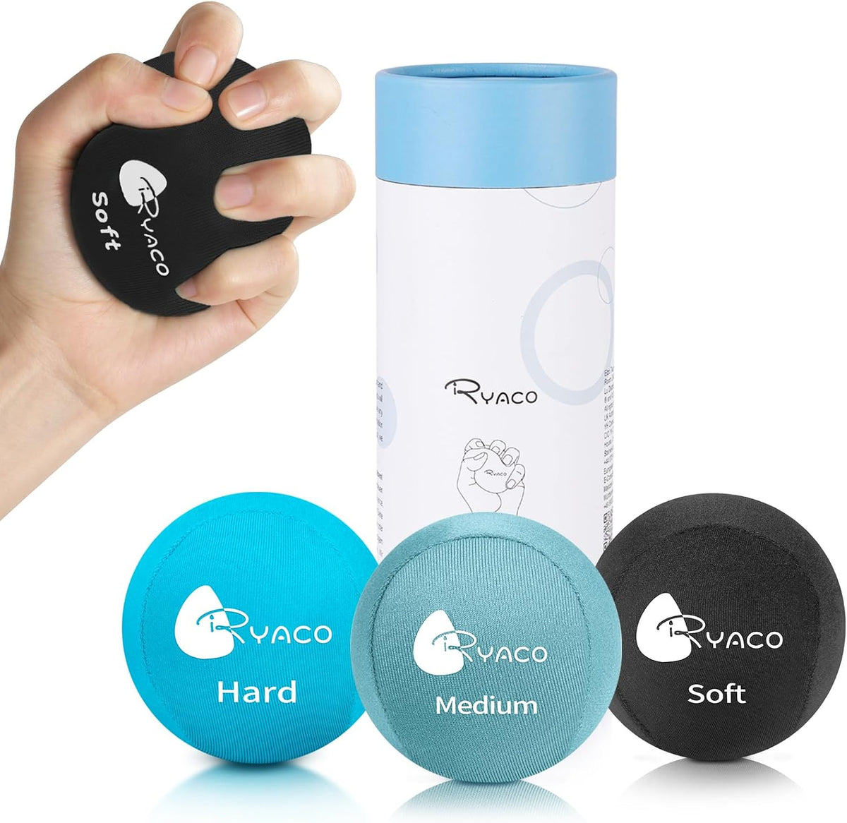 Ryaco Stress Balls for Adults, Balls for Hand Therapy, Relief Anxiety Stress Ball, Physical Therapy Fidget Stress Ball, Hand Exercise Ball for Grip Strength, Tri-Density Stress Balls