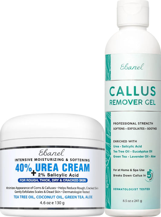 Ebanel Professional Callus Remover for Feet with 20% Urea, Epsom Salt, Salicylic Acid, Glycolic Acid, Heel Toe Foot Callus Remover Gel Peel Exfoliator Dead Skin Removal for Feet, Cracked Heel Repair