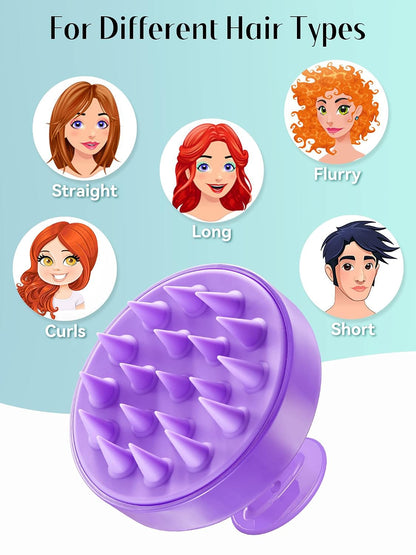HEETA Scalp Massager Hair Growth, Soft Silicone Scalp Scrubber Shampoo Brush for Exfoliation, Dandruff Removal Head Massage Stress Relax, Wet & Dry Use for Thick Thin Curly Hair Care, Black