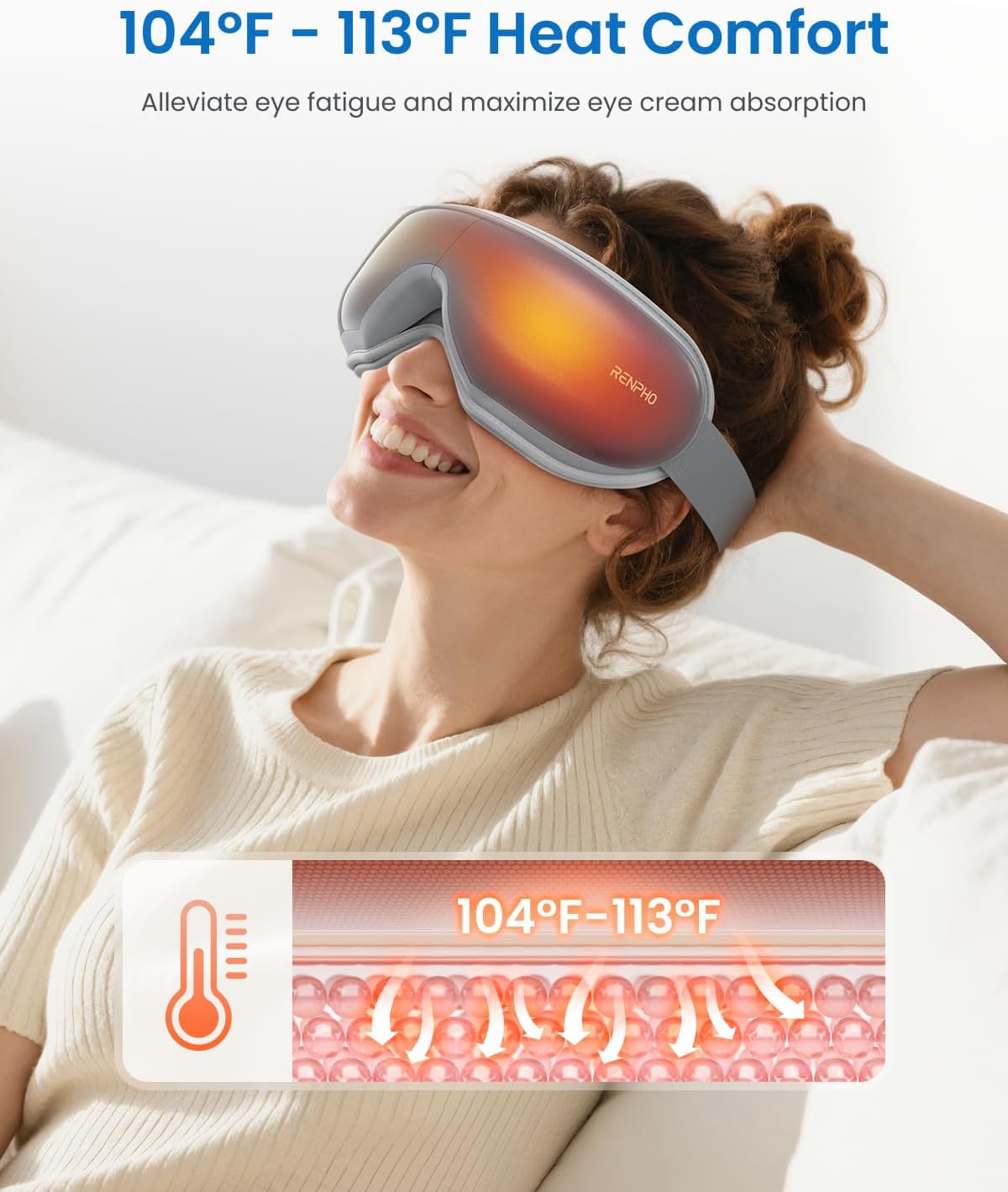 RENPHO Eyeris 1 Eye Massager with Heat, FSA Eligible HSA, Heated Eye Mask for Head Tension, Eye Strain & Screen Fatigue, Birthday Gifts for Men and Women