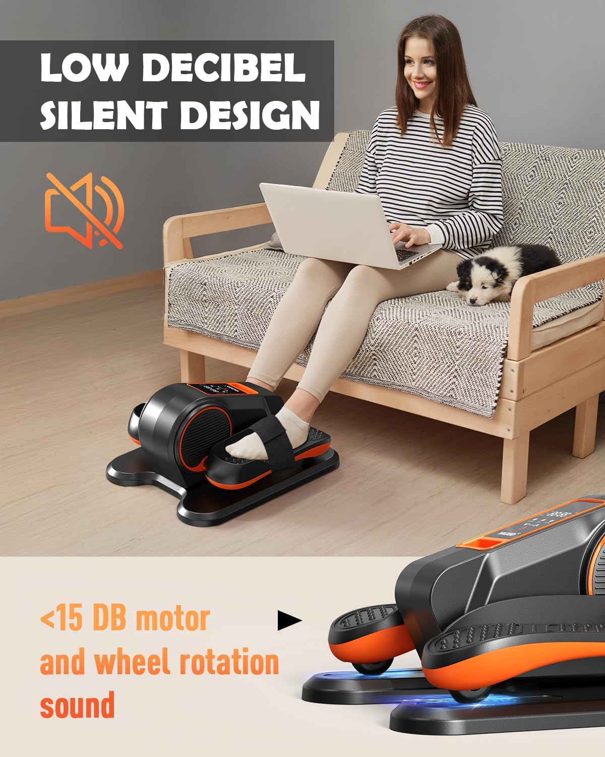 Yagud Under Desk Machine, Electric Elliptical Leg Exerciser for Senior, 13 Adjustable Speeds Quiet and Portable Seated Pedal Exerciser for Training with Remote Control
