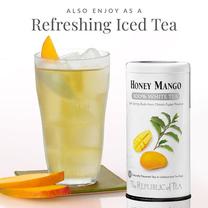 The Republic of Tea Honey Mango 100% White Tea, Low Caffeine, 50 Count