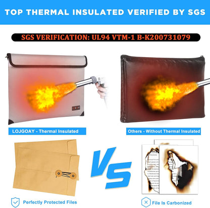 Fireproof Document Bag - with 5200°F Heat Insulated, Waterproof Fireproof Bag with Zipper, 8 Layers of Functional Materials, Fireproof Money Bag for Cash/Documents/Valuables, Fire bag 11"x7.7"