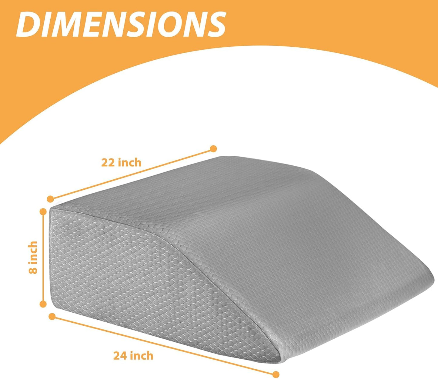 Bedluxe Leg Pillow Elevation Blood Circulation, Wedge Pillow for Legs Swelling, Leg Elevating Wedge Pillow for After Surgery, Foot Knee Pillow for Leg Rest, Sleeping, Memory Foam Top, 8in, White/Grey