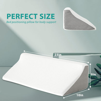 Bedluxe Knee Pillow for Back Sleeping, Leg Pillow Knee Wedge Pillow, Memory Foam Wedge Pillows for Legs Post Surgery, Triangle Pillow for Knee Support, Leg Elevation, Knees Hip Back Pain Relief, White
