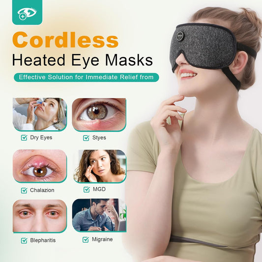 UNCN Heated Eye Mask for Dry Eyes Cordless Rechargeable 4 Temp Settings
