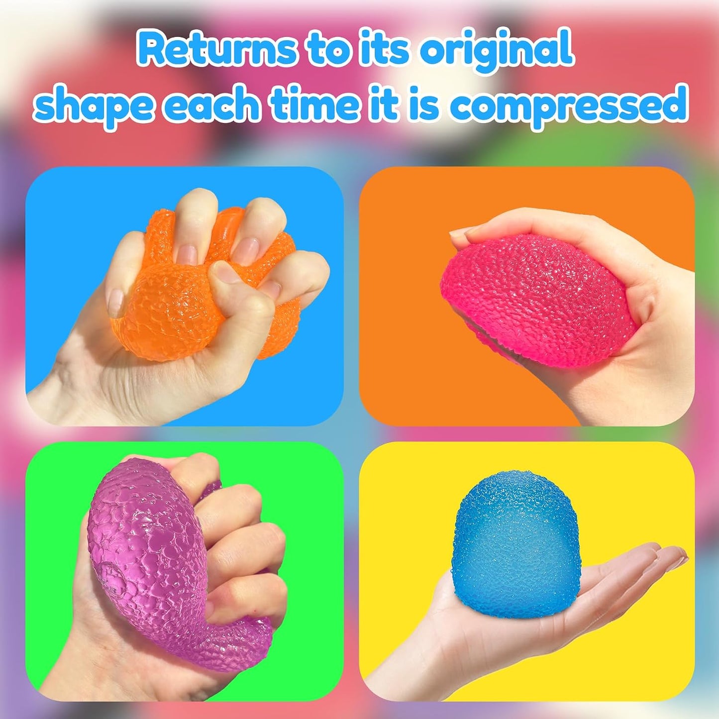 Stress Balls-Gumdrop Squishy Stress for Kids and Adults, Super Solid Squeeze Ball, Sensory for Stress Relief, Birthday, Easter Basket Stuffers and Party Favors (Blue)