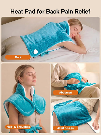 ALLJOY Heating Pad for Back Pain Relief, 24"x33" Weighted Heating Pad for Neck and Shoulders and Back, Father-s Day Gift-s for Dad, Neck Heating Pad Fast-Heating with 6 Settings, Auto Shut-Off