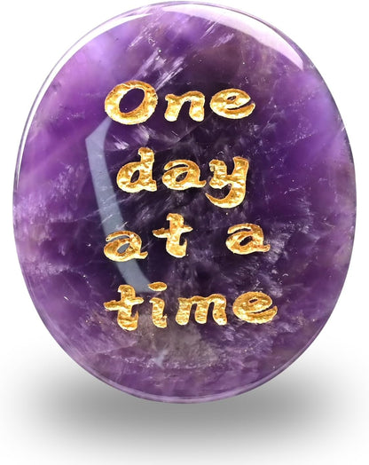 Gemstone Worry Stones for Anxiety, Amethyst and Red Agate Crystals, Hand Carved Thumb Worry Stone Healing Crystal for Relief, Yoga Meditation