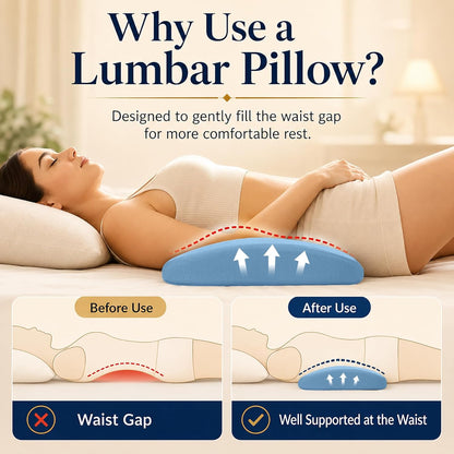 Lumbar Support Pillow for Bed Relief Back Pain: Lower Back Pillow for Sleeping - Memory Foam Waist Pillow - Back Wedge Bolster Pillow for Side, Back&Stomach Sleepers - Bed Rest Pillow for Car, Sofa