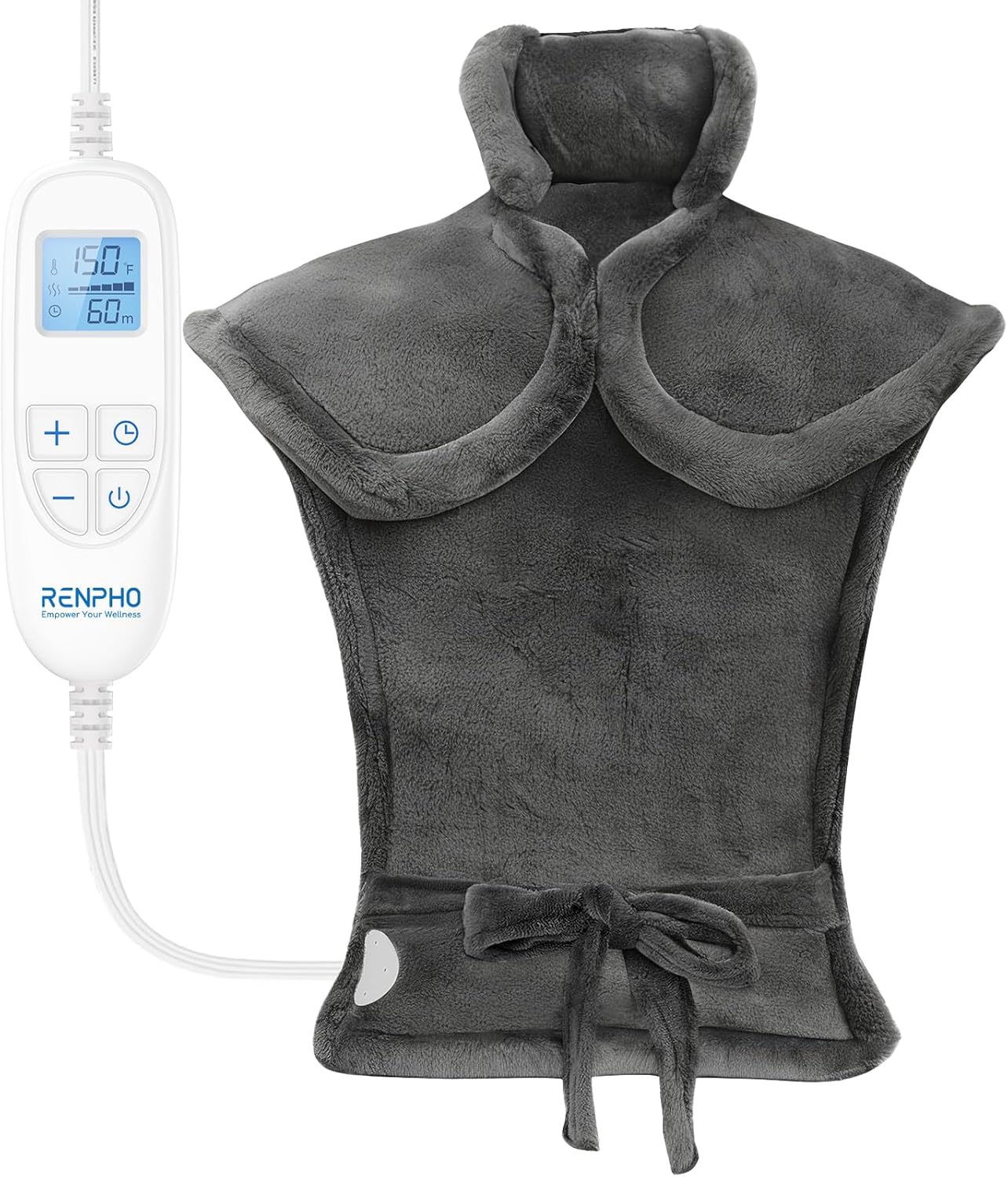 RENPHO Fathers Day Dad Gifts, Electric Heating Pad - 6 Heat Levels for Neck Shoulder and Back, Birthday Gifts for Women Men, Weighted Pad for Snug Fit, ETL Certified, FSA Eligible, 24"x33" Gray