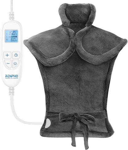 RENPHO Fathers Day Dad Gifts, Electric Heating Pad - 6 Heat Levels for Neck Shoulder and Back, Birthday Gifts for Women Men, Weighted Pad for Snug Fit, ETL Certified, FSA Eligible, 24"x33" Gray