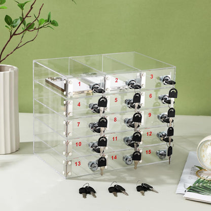 Layhit 20 Slots Cell Phone Locker Box for Classroom Clear Acrylic Cell Phone Storage Cabinet Bin with Door Locks for Classroom School Students Office Factory Employees