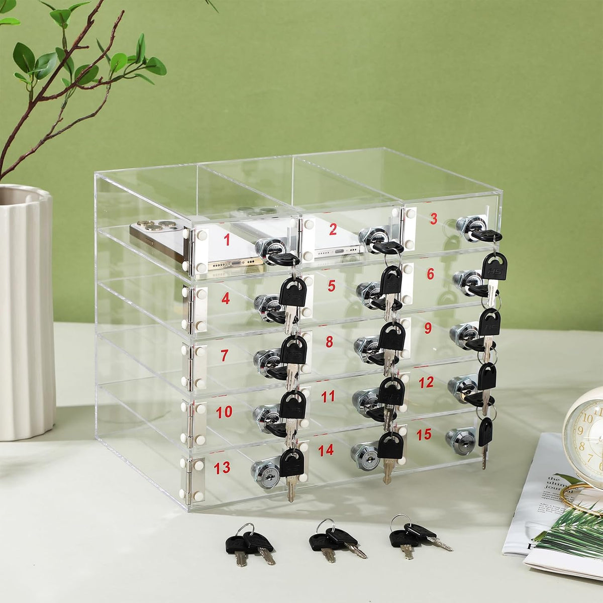Layhit 20 Slots Cell Phone Locker Box for Classroom, Back to School, Clear