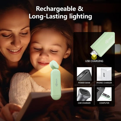 VAVOFO USB Rechargeable Book Light, Blue Light Blocking, Amber Clip-On Bookmark Shaped Reading Light, Eye Care 6 LEDs With 9 Lighting Modes for Bookworms (Grey)