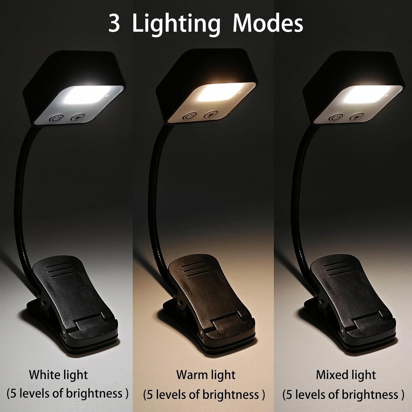 4 Pack Reading Light with 3 Color Temperature, 6 LED Book Clip Lamp for Reading in Bed, Easily Clip on to a Small Mini Lightweight Book Lights for Read Book Lovers